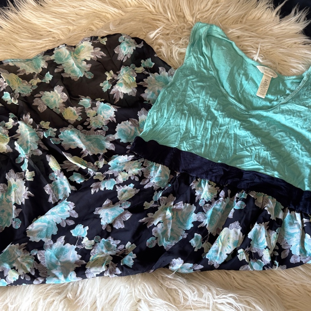 Three Seasons Maternity Teal and Blue Floral Dress
